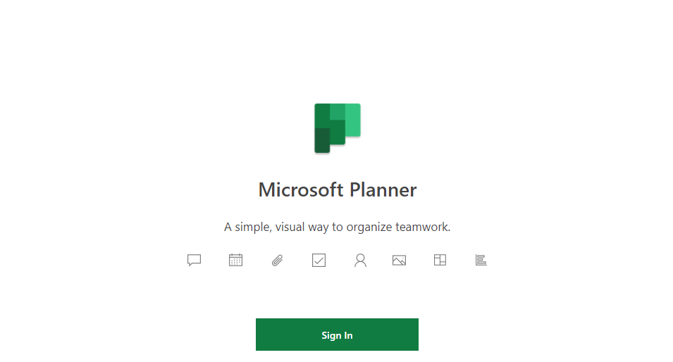 Screenshot of the Microsoft Planner website.