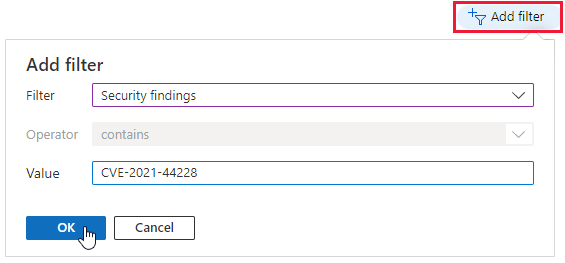 Screenshot of Microsoft Defender for Cloud inventory tools searching by filters