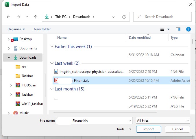 Import Data From PDF to Excel