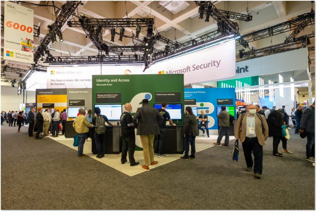 People explore the Microsoft Security booth at RSA Conference 2022.
